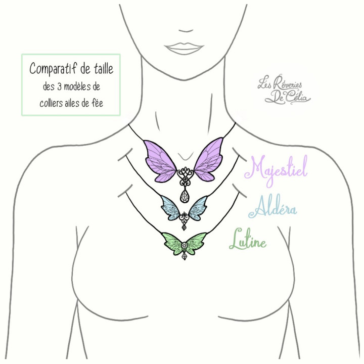 LUTINE - Mini collier ailes de fée violet