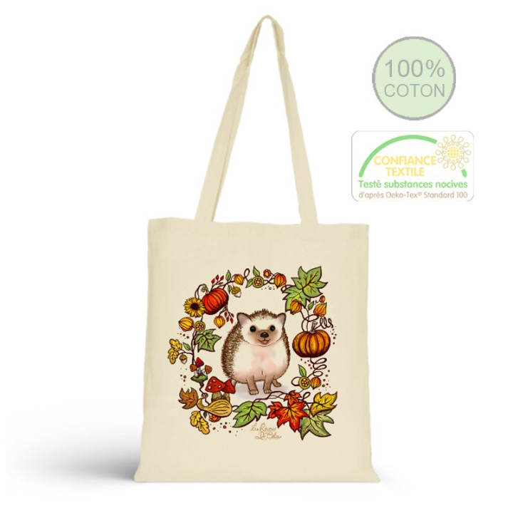 Tote bag sac made in france coton bio illustration Hérisson