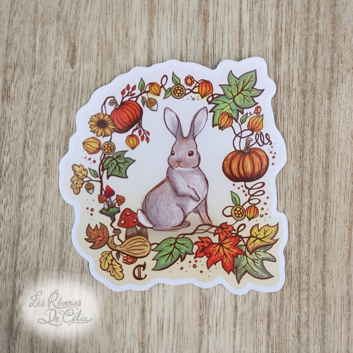 Sticker autocollant lapin illustration