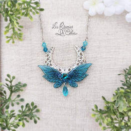 LUNA - Collier Ailes de fée lune turquoise brillant