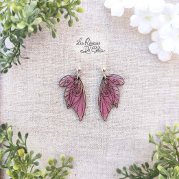 CALIXTE - Boucles d'oreilles mini ailes de fée rose