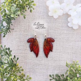 CALIXTE - Boucles d'oreilles mini ailes de fée rouge