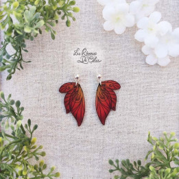 CALIXTE - Boucles d'oreilles mini ailes de fées rouge mat
